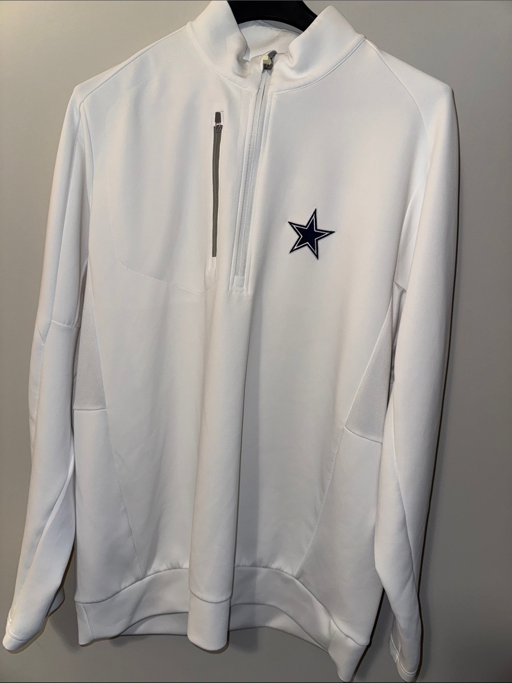 Antigua White Quarter-Zip Sweater with Navy Star Logo